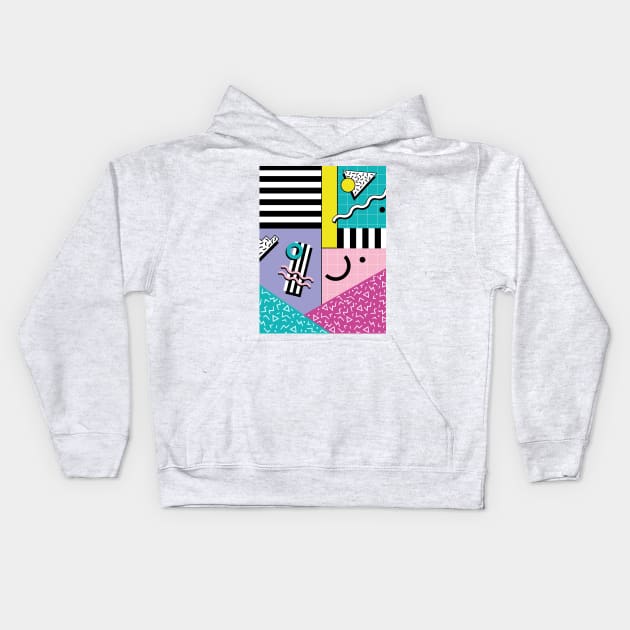 Memphis Pattern 60 / 80s Retro Kids Hoodie by Studio Memphis Waves